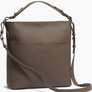 All Saints Mast Pebbled Leather Tote Bag Olive Green Shoulder Handbag